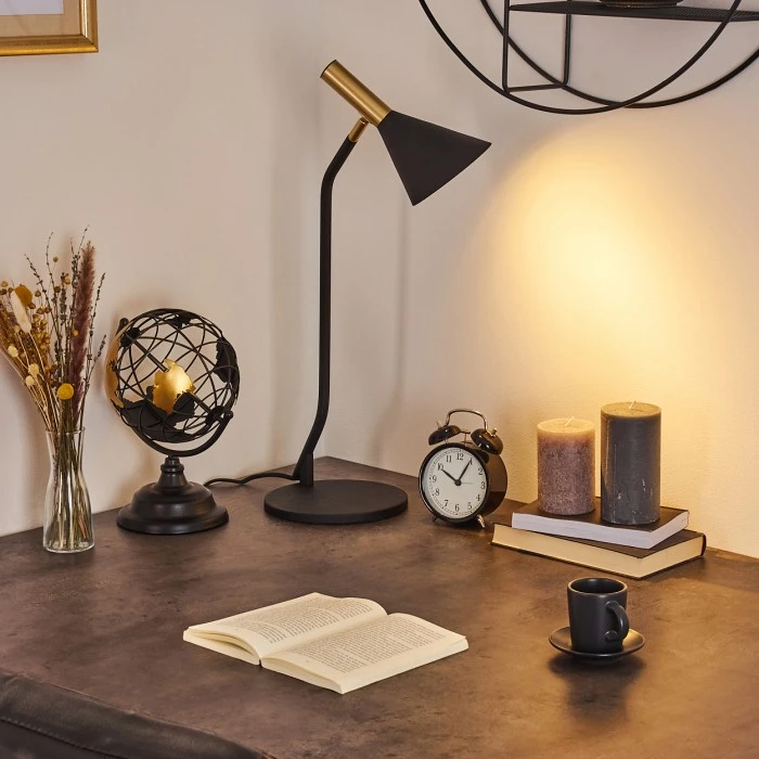 Hofstein Hybla Tischleuchte Schwarz, Gold, 1-flammig 9 Hofstein Hybla Tischleuchte Schwarz, Gold, 1-flammig – Bild 7