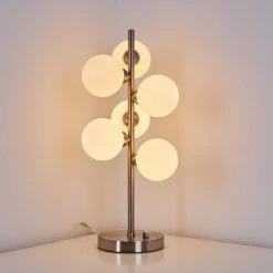 Hofstein Hyco Tischleuchte Nickel glänzend, 6-flammig -Günstiges Tischlampen Geschäft hyco tischleuchte h3354162 12