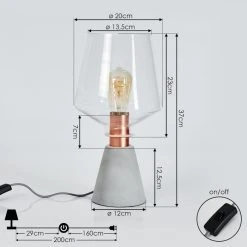 Hofstein Jaen Tischleuchte Grau, Kupferfarben, 1-flammig -Günstiges Tischlampen Geschäft jaen tischleuchte h3398340 3