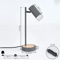 Hofstein Javel Tischleuchte Schwarz, Grau, Holzoptik, 1-flammig -Günstiges Tischlampen Geschäft javel tischleuchte h3446423 3