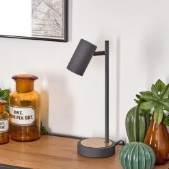 Hofstein Javel Tischleuchte Schwarz, Grau, Holzoptik, 1-flammig -Günstiges Tischlampen Geschäft javel tischleuchte h3446423 9