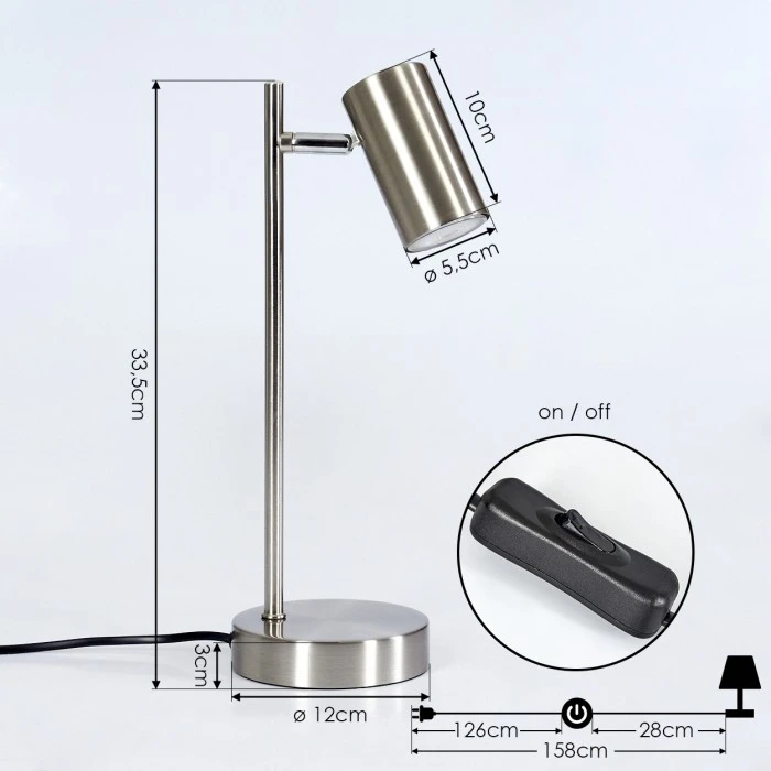 Hofstein Javel Tischleuchte Nickel-Matt, Chrom, 1-flammig 6 Hofstein Javel Tischleuchte Nickel-Matt, Chrom, 1-flammig – Bild 4