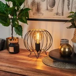 Hofstein Journy Tischleuchte Schwarz, Naturfarben, 1-flammig