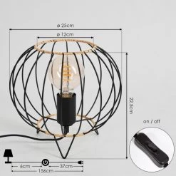 Hofstein Journy Tischleuchte Schwarz, Naturfarben, 1-flammig -Günstiges Tischlampen Geschäft journy tischleuchte h3539996 3