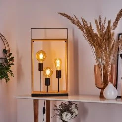 Hofstein Kabimoi Tischleuchte Holz hell, 3-flammig -Günstiges Tischlampen Geschäft kabimoi tischleuchte h3395943 10