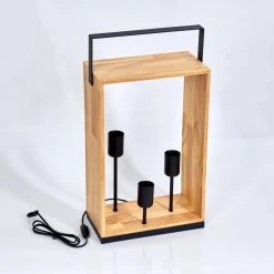 Hofstein Kabimoi Tischleuchte Holz hell, 3-flammig -Günstiges Tischlampen Geschäft kabimoi tischleuchte h3395943 4