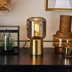 Hofstein Keppoch Tischleuchte Messing, 1-flammig