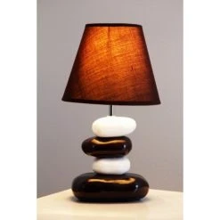 Hofstein Kera Tischleuchte Braun, Weiß, 1-flammig