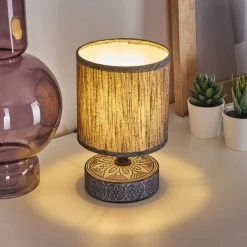 Hofstein Kigombo Tischleuchte Schwarz, Grau, 1-flammig