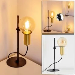 Hofstein Kirehito Tischleuchte Messing, Schwarz, Gold, 1-flammig