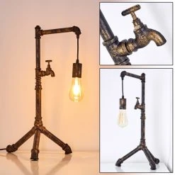 Hofstein Kolyma Tischleuchte Braun, Schwarz-Gold, 1-flammig