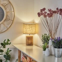 Hofstein Korhola Tischleuchte Chrom, Braun, Holzoptik, 1-flammig -Günstiges Tischlampen Geschäft korhola tischleuchte h3588901 10