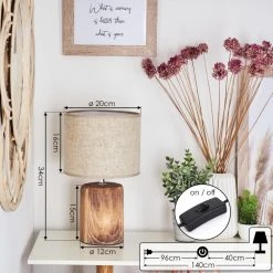 Hofstein Korhola Tischleuchte Chrom, Braun, Holzoptik, 1-flammig -Günstiges Tischlampen Geschäft korhola tischleuchte h3588901 3