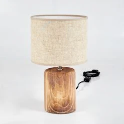 Hofstein Korhola Tischleuchte Chrom, Braun, Holzoptik, 1-flammig -Günstiges Tischlampen Geschäft korhola tischleuchte h3588901 4