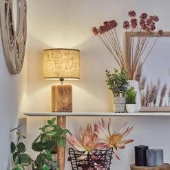 Hofstein Korhola Tischleuchte Chrom, Braun, Holzoptik, 1-flammig -Günstiges Tischlampen Geschäft korhola tischleuchte h3588901 6