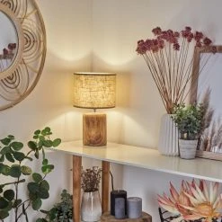 Hofstein Korhola Tischleuchte Chrom, Braun, Holzoptik, 1-flammig -Günstiges Tischlampen Geschäft korhola tischleuchte h3588901 8