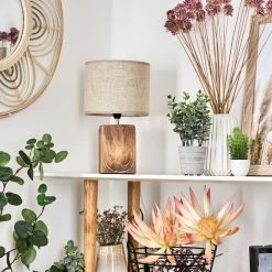 Hofstein Korhola Tischleuchte Chrom, Braun, Holzoptik, 1-flammig -Günstiges Tischlampen Geschäft korhola tischleuchte h3588901 9