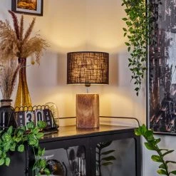 Hofstein Korhola Tischleuchte Chrom, Braun, Holzoptik, 1-flammig -Günstiges Tischlampen Geschäft korhola tischleuchte h3589618 6