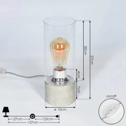 Hofstein Kumotu Tischleuchte Chrom, Grau, 1-flammig -Günstiges Tischlampen Geschäft kumotu tischleuchte h3404096 3