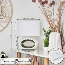 Hofstein Kumpuranta Tischleuchte Nickel-Matt, Weiß, 1-flammig -Günstiges Tischlampen Geschäft kumpuranta tischleuchte h3589960 3