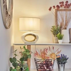 Hofstein Kumpuranta Tischleuchte Nickel-Matt, Weiß, 1-flammig -Günstiges Tischlampen Geschäft kumpuranta tischleuchte h3589960 6