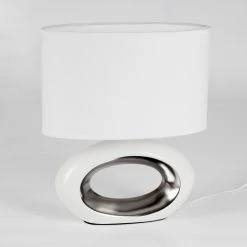 Hofstein Kumpuranta Tischleuchte Nickel-Matt, Weiß, 1-flammig -Günstiges Tischlampen Geschäft kumpuranta tischleuchte h3589960 7