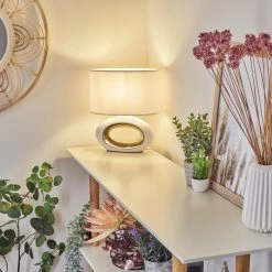 Hofstein Kumpuranta Tischleuchte Nickel-Matt, Weiß, 1-flammig -Günstiges Tischlampen Geschäft kumpuranta tischleuchte h3589960 8