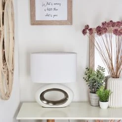 Hofstein Kumpuranta Tischleuchte Nickel-Matt, Weiß, 1-flammig -Günstiges Tischlampen Geschäft kumpuranta tischleuchte h3589960 9