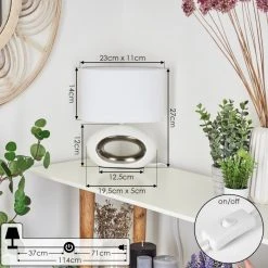 Hofstein Kumpuranta Tischleuchte Nickel-Matt, Weiß, 1-flammig -Günstiges Tischlampen Geschäft kumpuranta tischleuchte h3596357 3