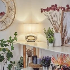 Hofstein Kumpuranta Tischleuchte Nickel-Matt, Weiß, 1-flammig -Günstiges Tischlampen Geschäft kumpuranta tischleuchte h3596357 6