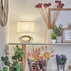 Hofstein Kumpuranta Tischleuchte Nickel-Matt, Weiß, 1-flammig -Günstiges Tischlampen Geschäft kumpuranta tischleuchte h3596357 8