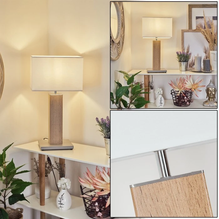 Hofstein Kyneton Tischleuchte Nickel-Matt, Grau, Naturfarben, 1-flammig 3 Hofstein Kyneton Tischleuchte Nickel-Matt, Grau, Naturfarben, 1-flammig