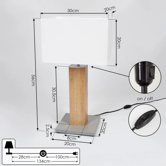 Hofstein Kyneton Tischleuchte Nickel-Matt, Grau, Naturfarben, 1-flammig 6 Hofstein Kyneton Tischleuchte Nickel-Matt, Grau, Naturfarben, 1-flammig – Bild 4