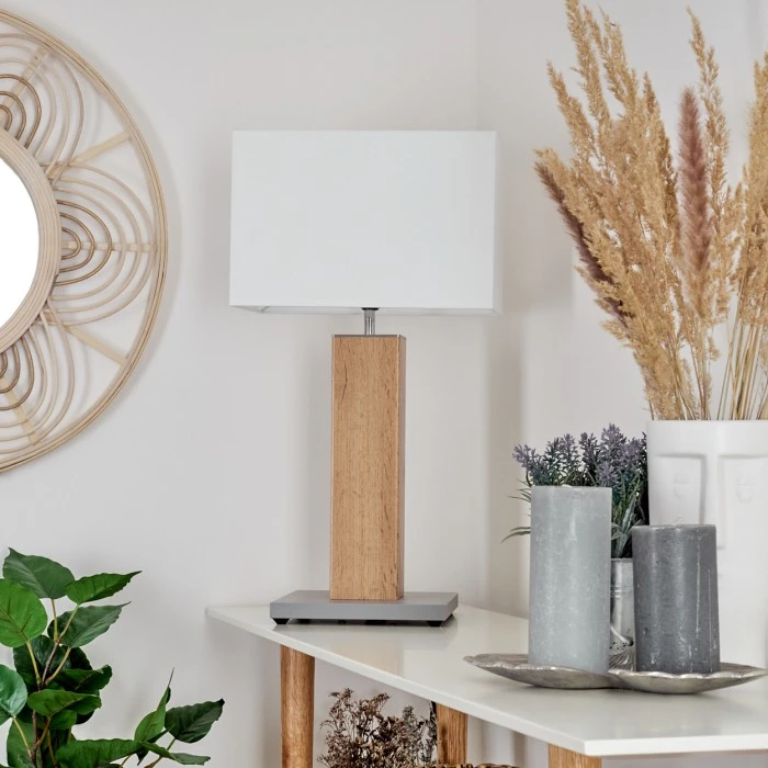 Hofstein Kyneton Tischleuchte Nickel-Matt, Grau, Naturfarben, 1-flammig 12 Hofstein Kyneton Tischleuchte Nickel-Matt, Grau, Naturfarben, 1-flammig – Bild 10