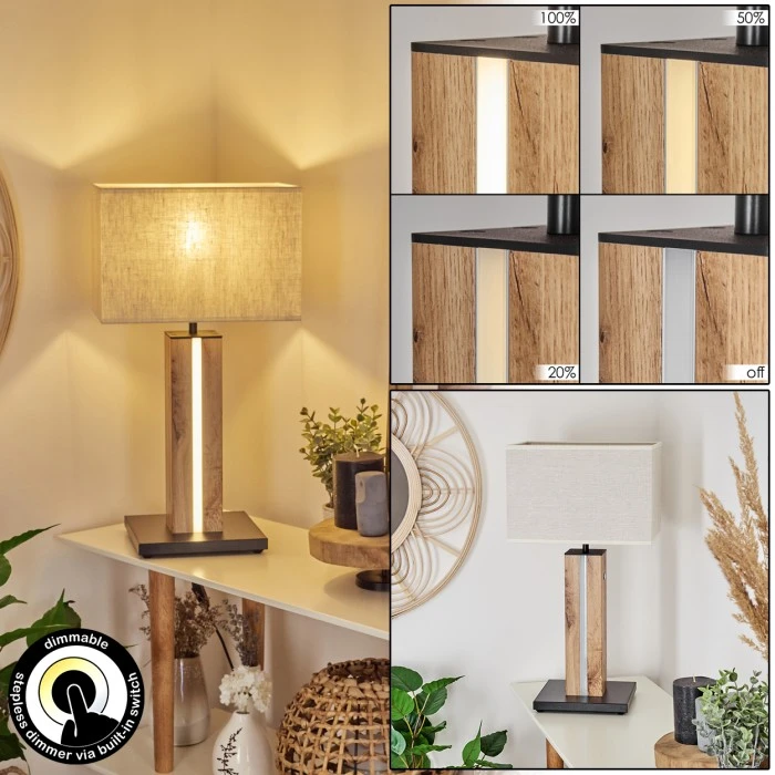 Hofstein Kyneton Tischleuchte LED Schwarz, Naturfarben, 2-flammig 3 Hofstein Kyneton Tischleuchte LED Schwarz, Naturfarben, 2-flammig