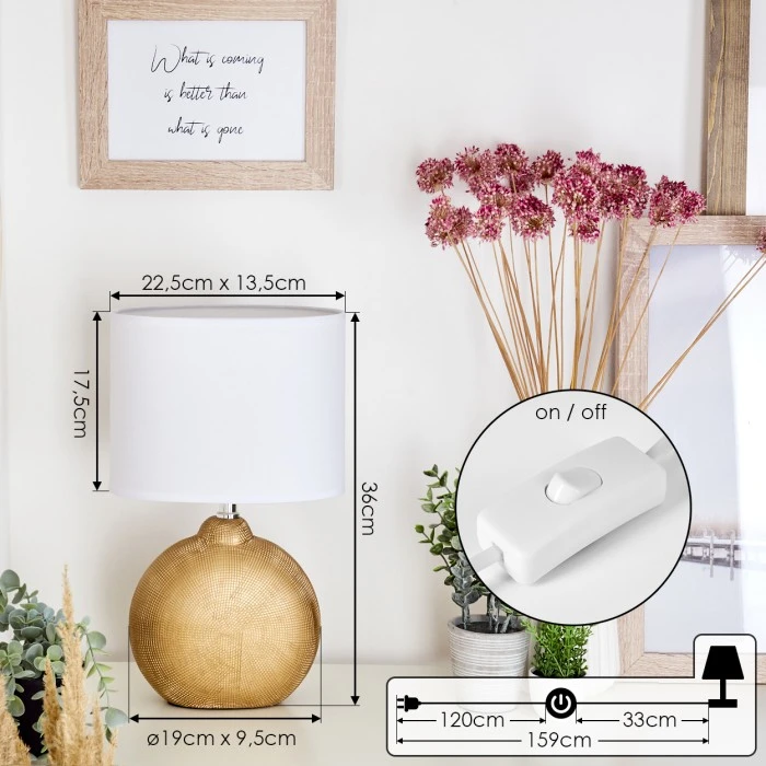 Hofstein Lahnus Tischleuchte Gold, 1-flammig 6 Hofstein Lahnus Tischleuchte Gold, 1-flammig – Bild 4