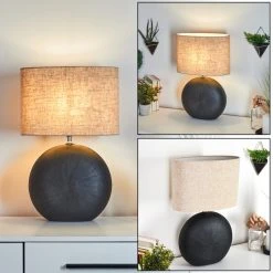 Hofstein Lahnus Tischleuchte Chrom, Schwarz, 1-flammig