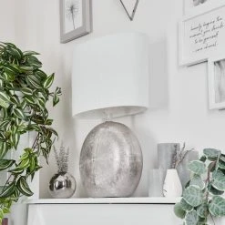 Hofstein Lahnus  Tischleuchte Silber, 1-flammig -Günstiges Tischlampen Geschäft lahnus tischleuchte h3613511 1