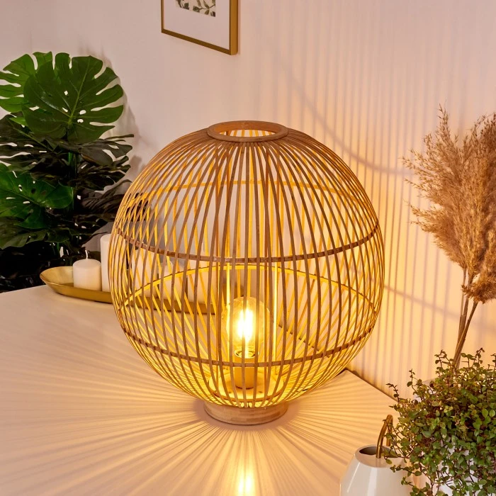 Hofstein Lares Tischleuchte Hellbraun, 1-flammig 6 Hofstein Lares Tischleuchte Hellbraun, 1-flammig – Bild 4