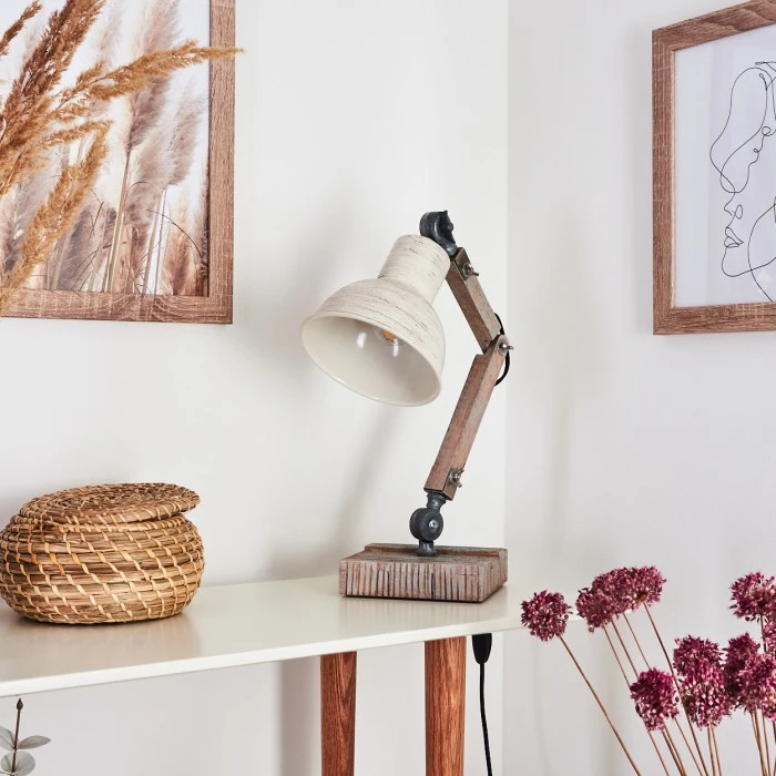 Hofstein Lascandrique Tischleuchte Silber, Weiß, Holz dunkel, 1-flammig 15 Hofstein Lascandrique Tischleuchte Silber, Weiß, Holz dunkel, 1-flammig – Bild 13