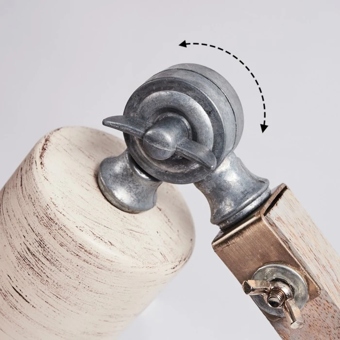 Hofstein Lascandrique Tischleuchte Silber, Weiß, Holz dunkel, 1-flammig 5 Hofstein Lascandrique Tischleuchte Silber, Weiß, Holz dunkel, 1-flammig – Bild 3