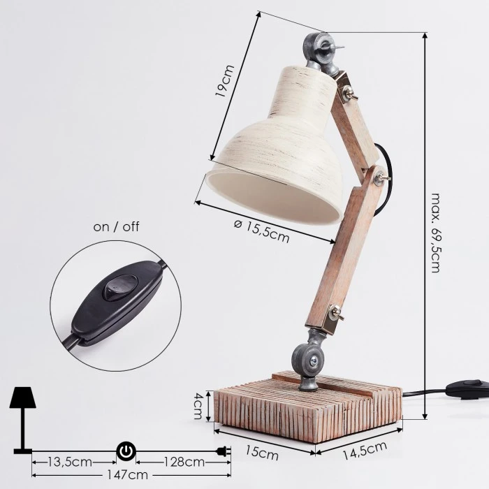 Hofstein Lascandrique Tischleuchte Silber, Weiß, Holz dunkel, 1-flammig 6 Hofstein Lascandrique Tischleuchte Silber, Weiß, Holz dunkel, 1-flammig – Bild 4