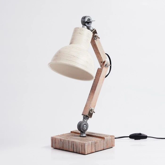 Hofstein Lascandrique Tischleuchte Silber, Weiß, Holz dunkel, 1-flammig 10 Hofstein Lascandrique Tischleuchte Silber, Weiß, Holz dunkel, 1-flammig – Bild 8