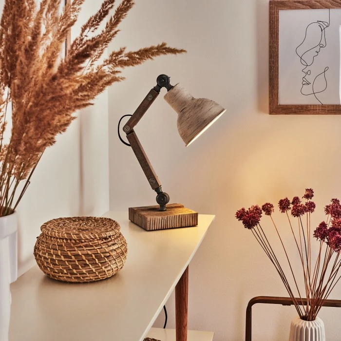 Hofstein Lascandrique Tischleuchte Silber, Weiß, Holz dunkel, 1-flammig 11 Hofstein Lascandrique Tischleuchte Silber, Weiß, Holz dunkel, 1-flammig – Bild 9