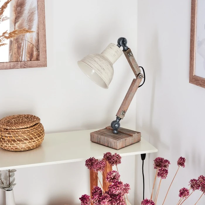 Hofstein Lascandrique Tischleuchte Silber, Weiß, Holz dunkel, 1-flammig 12 Hofstein Lascandrique Tischleuchte Silber, Weiß, Holz dunkel, 1-flammig – Bild 10