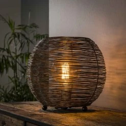 Hofstein Leeville Tischleuchte Nickel-Matt, Schwarz, 1-flammig