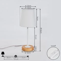 Hofstein Leirado Tischleuchte Wei&szlig;, Holz dunkel, 1-flammig -Günstiges Tischlampen Geschäft leirado tischleuchte h3398432 3