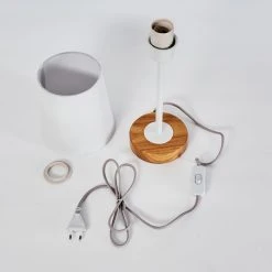 Hofstein Leirado Tischleuchte Wei&szlig;, Holz dunkel, 1-flammig -Günstiges Tischlampen Geschäft leirado tischleuchte h3398432 4