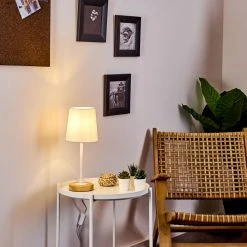 Hofstein Leirado Tischleuchte Wei&szlig;, Holz dunkel, 1-flammig -Günstiges Tischlampen Geschäft leirado tischleuchte h3398432 9