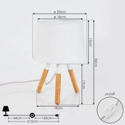 Hofstein Leirado Tischleuchte Wei&szlig;, Holz dunkel, 1-flammig -Günstiges Tischlampen Geschäft leirado tischleuchte h3398456 3